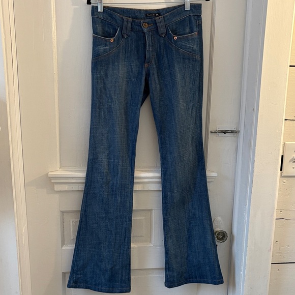 Frankie B. Vintage Rare Y2K Low Rise Blue Flare Jeans - Picture 2 of 16